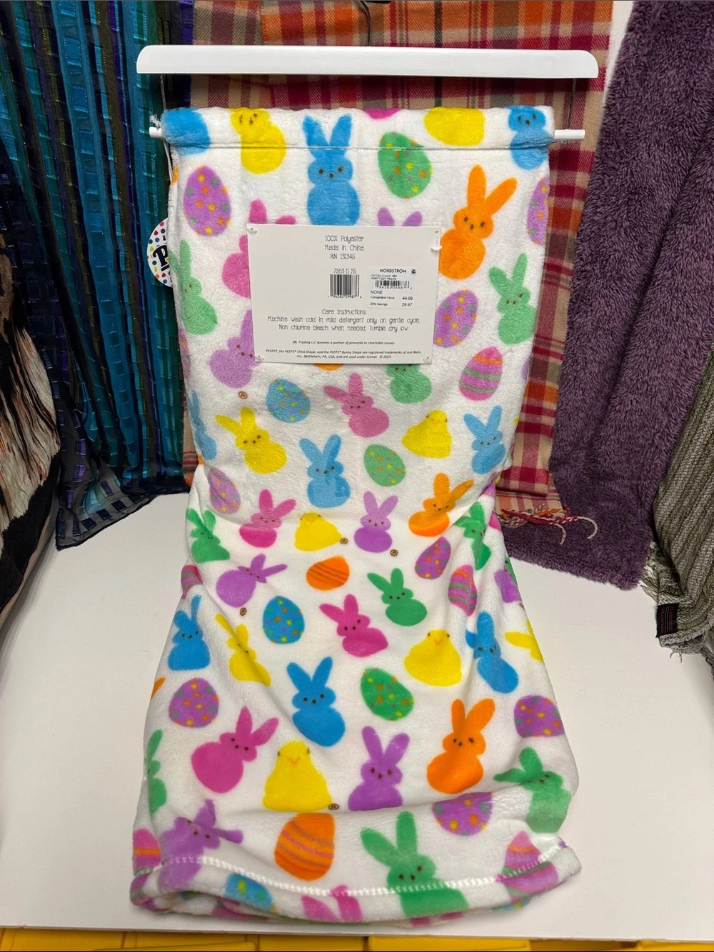 Oversized Peeps Bunny Hooded Blanket - Easter Plush Throw